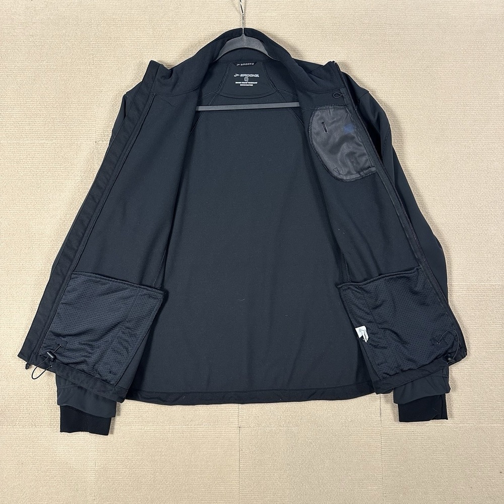 Brooks Shelter Technology Running Jacket Mens L Black Full Zip Reflective - Picture 7 of 16